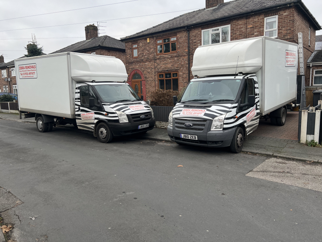 Zebra Removals Luton vans on a house clearance